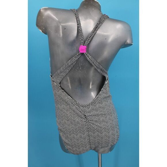 AQUA COUTURE BLACK WHITE WITH HOT PINK ONE PIECE SIZE LARGE SWIMSUIT WOMENS - Picture 2 of 10